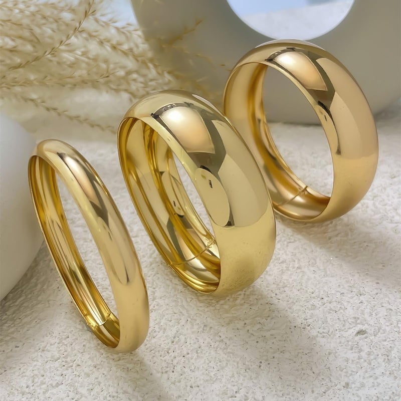 Bowdcvy Chunky Gold Bangle Bracelets for Women Stack Trendy Silver Wide Wrist Statement Cuff Bracelet Arm Cuffs Upper Bangle Fashion Jewelry Gift Accessories - Image 5